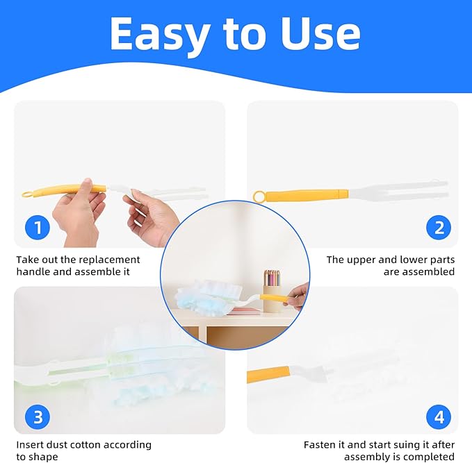 Duster Handle Compatible with Swiffer Duster,Replacement Extendable Dusters Mop Handles for Swiffer Refill,Replaceable Small Duster Refill Handles for Tight Spaces(Yellow,1Pcs)