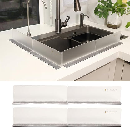Acrylic Sink Splashbacks - Water Splash Guard for Kitchen, Island and Bathroom Countertop Magnetic Film Attachable Sheet Splashbacks Transparent Acrylic (Frosted)(10.2x1.2x3.35 in) (4pcs)