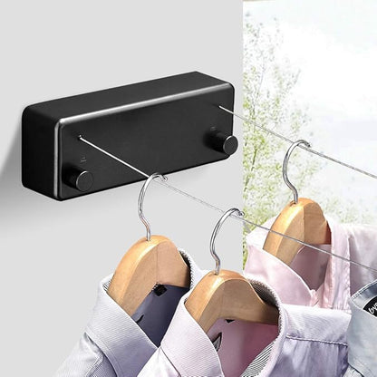 BESy Retractable Clothesline ABS case+Aluminum Dryer with Adjustable Stainless Steel Double Rope String Hotel Style Heavy Duty,Wall Mounted Method, 13.8 Feets,Black
