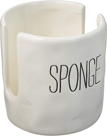 Mud Pie Kitchen Dish Sponge Holder Caddy, Off White