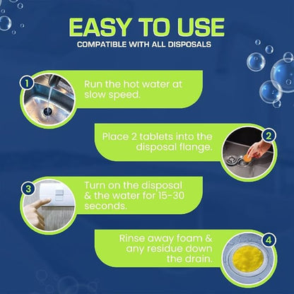 True Fresh Garbage Disposal Cleaner Tablets, Large 15g Drop-In Fresh Ocean Tablets, Deep Foaming Sink & Drain Cleaner for Buildup, Grease & Residue, Disposal Cleaner and Deodorizer, 24 Pack XL Value!