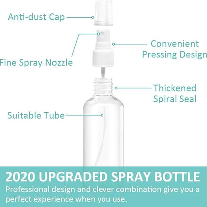 ZALUJMUS 50ml Mini Empty Travel Spray Bottles with Labels, Set of 3, 50ml