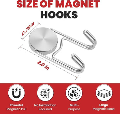 Buelkmag Magnetic Hooks 30Lbs+ 2026 Cruise Essentials Magnet Hook Heavy Duty Magnets Hanging Hooks for Refrigerator Grill Toolbox Cabins Outdoor 8 Pack (Silver)