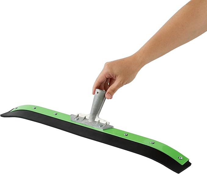 Restaurantware-SQUEEGEE ONLY: Clean Tek Professional 24 Inch Curved Floor Squeegee, 1 Broom With Rubber Blade - Handle Sold Separately, Heavy-Duty, Green Steel Wiper, Ideal For Floor, Tiles