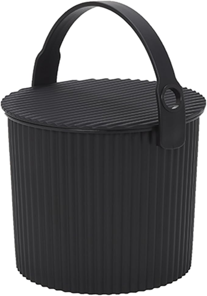 Hachiman Mini Bucket - 1.1 Gallon Heavy Duty Bucket with Lid and Handle - Hands-Free Filling - Easy to Stack and Store - Indoor Outdoor Use - 6.9" x 8.3" - Black