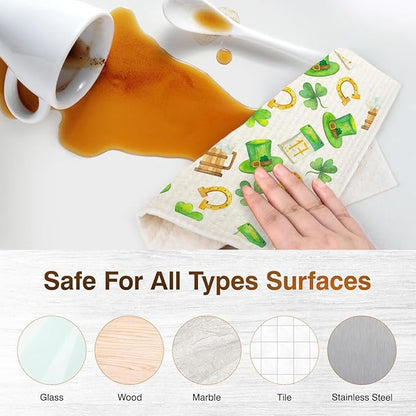Swedish Dishcloths for Kitchen | 6 Pack Floral Reusable Paper Towels Washable | Swedish Dish Towels | Non-Scratch Cellulose Sponge Cloths | No Odor, Biodegradable Cleaning Cloths, Saint Phat 2