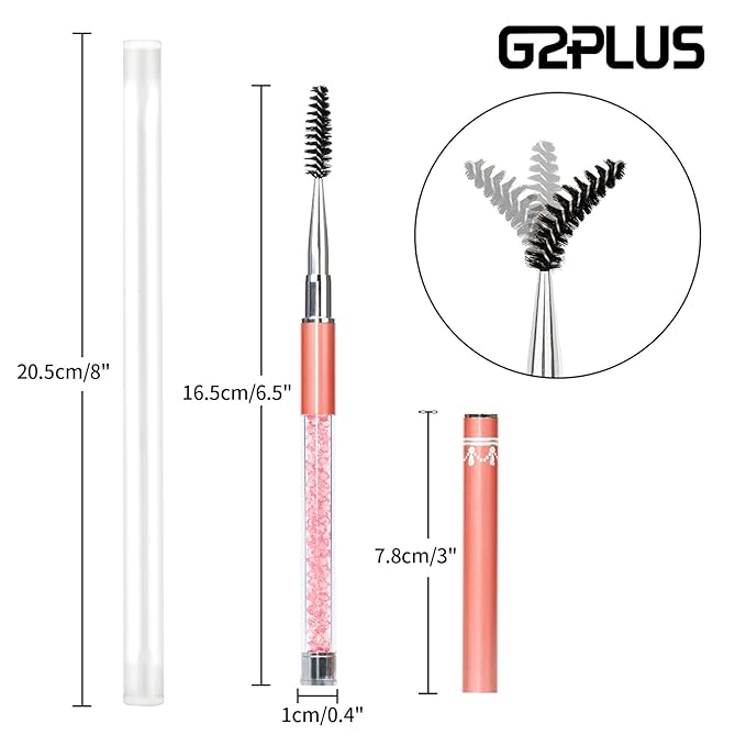 G2PLUS 3PCS Eyebrow Brushes with Cap, Portable Brow Brush, Eyelash Mascara Brushes Wands Applicator Makeup Tools for Travel (Multi-colored)