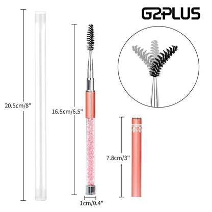 G2PLUS 3PCS Eyebrow Brushes with Cap, Portable Brow Brush, Eyelash Mascara Brushes Wands Applicator Makeup Tools for Travel (Multi-colored)