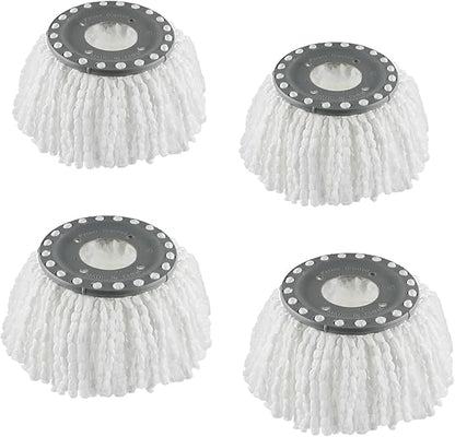 4 Premium Replacement Mop Heads Refills, Compatible for Hurricane Spin Magic Mop Head, fits 6.3‘’ Standard Replacement Round Spin Mop Heads Microfiber, Inner Hole 2.5'' Only - Machine Washable, White