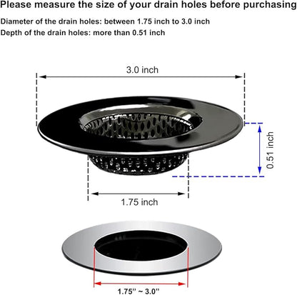 Seatery 1.75" Bathtub Drain Strainers, Shower Drain Hair Catchers, Stainless Steel Drain Filter Cover for Bathroom Laundry Floor Drain, Fit for 1.75"-3.0" Drain Hole Black