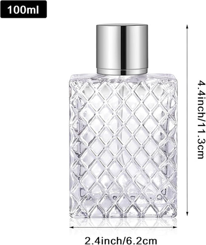 Vintage Glass Spray Bottle - Refillable Perfume Atomizer, Empty Perfume Bottles with 3 Dispensers (100ml/3.4 Oz)