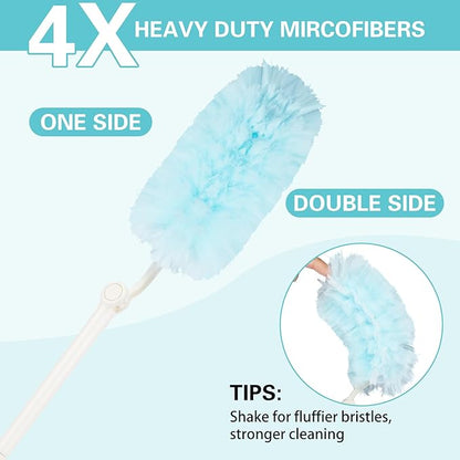 360° Duster Refills Kit for Swiffer Duster, 25 Pack & 1 Handle, Multi-Surface Dusters with 4X Cleaning Power. Efficient Duster Kit for Cleaning Pet Hair, Home, Office, Blinds, Furniture and More