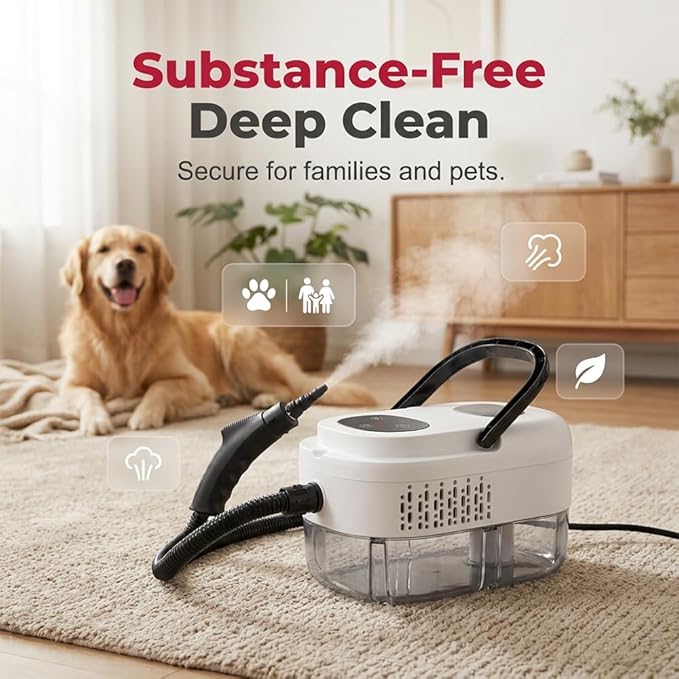 2026 New Portable Handheld Steam Cleaner for Home, 2500W Handheld High-temperature Pressurized Steam Cleaner, 15s Fast Heat-Up 1.6L Tank, Steam Cleaner for Car, Floor, Grout, Kitchen (Black)