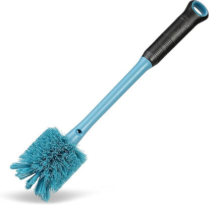 MOSOLAN 2-in-1 Water Bottle Brush and Straw Cleaner Brush, Long Handle Scrub Brush with Replaceable Head for Water Bottles, Glasswares, Mugs, Flasks, Tumblers, Vases, and Kitchen Sink, Smokey Blue
