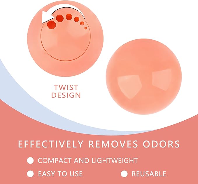 Knixmax Shoe Deodorizer Balls, Odor Eater Ball for Sneakers Boots Mules, Air Fresheners for Gym Gear Bags Lockers, Peach scent, Pack of 6, Pink