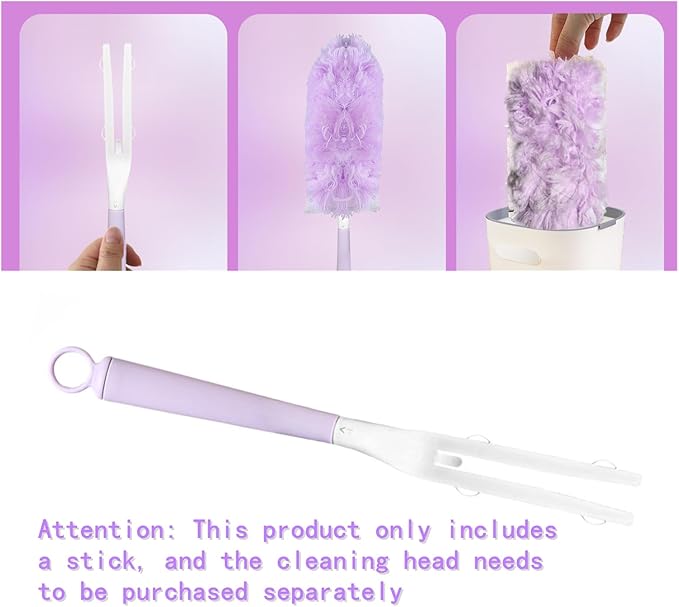 4 Pcs Purple Detachable Duster Handle - Plastic Extended Mop Extension Wand Grip, Ideal for Easy Home & Office Cleaning