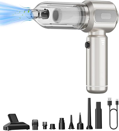 Handheld Vacuum Cordless, 16000Pa Strong Suction Car Vacuum Cleaner Rechargeable, 2-in-1 Blow & Suction, 140W High Power Hand Vacuum for Car, Desk, Keyboards, Pet Hair