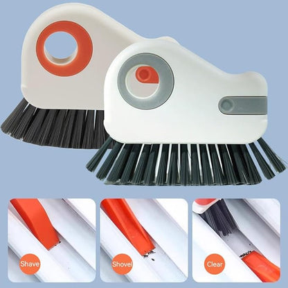 2-in-1 Groove Cleaning Brush, Window Track Cleaning Tool with Hard Bristle and Built-in Scraper, Multifunctional Crevice Brush for Sliding Door Track, Window Sill, and Frame