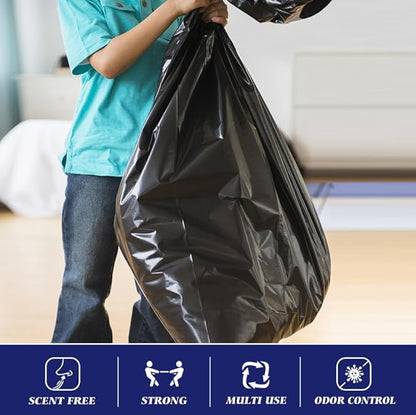 Teivio Trash Bags, 40-45 Gallon, 100 Count, Black, for Bathroom, Office, Industrial, Commercial, Janitorial, Municipal, Recycling