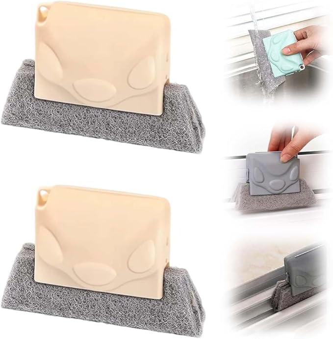 Magic Window Track Cleaner, 2026 Upgraded Window Groove Cleaning Brush Tools Set, Handheld Cleaner Brushes Tools for Window Rails Gaps Tiles Blinds Car Vents (Khaki)