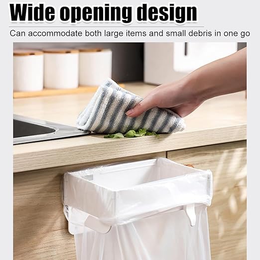 MiOYOOW Over The Cabinet Trash Bag Holder, Foldable Garbage Bag Organizer, Hanging Waste Bin for Kitchen Cabinets Doors