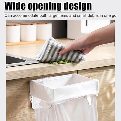 MiOYOOW Foldable Trash Bag Holder, Hanging Waste Garbage Can Rack Magnetic Closure Waste Bag Hanger Racks with Fixing Snap for Kitchen Cabinets Doors