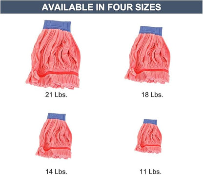 Arkwright Microfiber Tube Mop Head Replacement - (Bulk Case of 12) Heavy Duty, Lint Free, Super Absorbent & Bleach-Safe, Janitorial Essential for Commercial & Industrial Floor Cleaning, 18 oz, Red