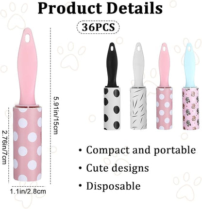 36 Pcs Lint Roller for Pet Hair Extra Sticky and Clothes,Mini Travel Lint Rollers Disposable Sheets Remove Dog/Cat Hair for Home Car Travel Use