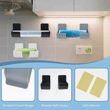 Zoyiancy 6Pcs Trash Bag Holder Dispenser, Adjustable Plastic Bag Roll Organizer, Wall Mount Garbage Bags Holder Dispenser for Home Kitchen Cabinet Storage Organization