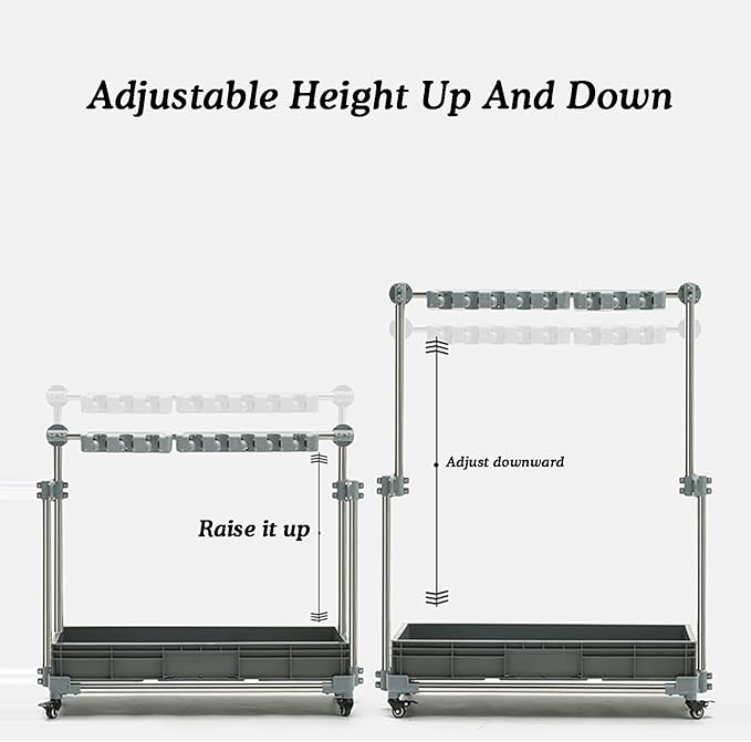 Broom and Mop Holder,Freestanding Mobile Cleaning Tool Storage Rack,Yard and Organizers,for Garden Garage Shed(10tow12hooks)