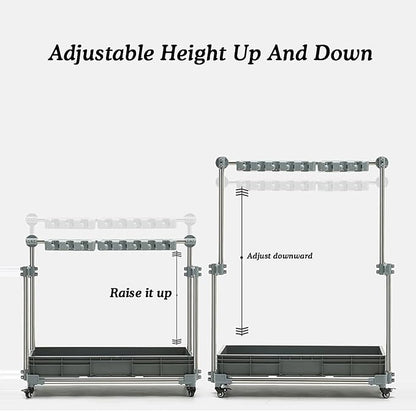 Broom and Mop Holder,Freestanding Mobile Cleaning Tool Storage Rack,Yard and Organizers,for Garden Garage Shed(10tow12hooks)