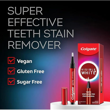 Colgate Visible White Teeth Whitening Pen, Teeth Stain Remover to Whiten Teeth Leave On Teeth Whitening Treatment with Active Oxygen Technology, Whitens Teeth in 14 Days 13g/0.5oz