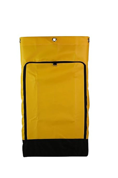 American Supply Replacement Janitorial Cart Bag 10.5"Wx17.5"Dx32" Long Vinyl with 6 Solid Brass Grommets and Front Opening Zipper Color Yellow