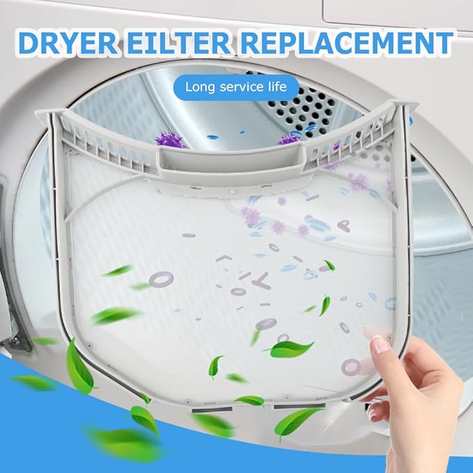 ADQ566564 Lint Filter Replacement for LG/Kenmore Dryers, Durable Stainless Steel Mesh Screen Trap with Dryer Vent Lint Brush, Filter Size 11.9 * 10.9 inch