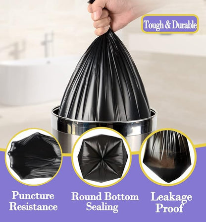 3 Gallon 120pcs Small black Trash Bags(Fit 3-3.2 Gal) Plastic Strong black Garbage Bags,Bathroom Trash Can Bin Liners,Waste Basket Liner,Fit 10-13 Liter, 2.6 Gallon,3 Gallon,3.2Gallon (3-Black120)