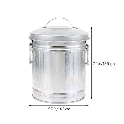 Zerodeko Desktop Stationery Bucket Small Trash Bin with Lid 7.28X5.70X5.70In Mini Wastebasket for Office and Home Desk Organizer Plant Holder Convenient Metal Rubbish can