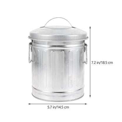Zerodeko Desktop Stationery Bucket Small Trash Bin with Lid 7.28X5.70X5.70In Mini Wastebasket for Office and Home Desk Organizer Plant Holder Convenient Metal Rubbish can