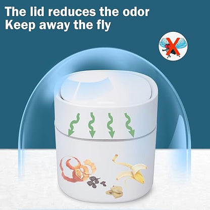 Mini Desk Trash Can with Lid with Trash Bags 180 pcs Press-Top 0.5 Gallon Tiny Countertop Waste Basket Small Table Top Plastic Covered Garbage Bin for Desk Top