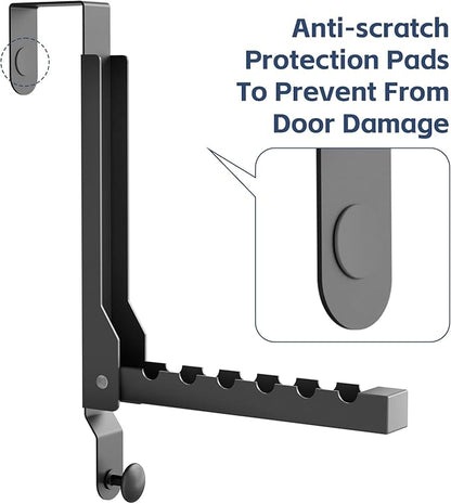 4 Pack Over The Door Hanger Foldable Over The Door Hooks，Rust-Resistant Overdoor Hanger Hook for Laundry (Clothes Drying Rack)&Bathroom (Towel Rack) Small Portable, Black