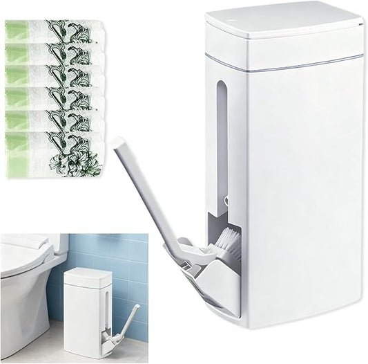 Bathroom Trash Can with Toilet,Slim Bathroom Trash Can,Toilet Brush and Holder Set,4.5 Liter / 1.2 Gallon Press Type Odor Proof rv Trash can,for Bathrooms, RVs, Small Spaces