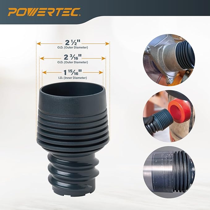 POWERTEC 70510 10 Ft. Vacuum Hose Dust Collection Kit with 5 Fittings, Tapered Reducer and Quick Connect Dust Port Adapter for Woodworking Power Tools, Home and Wet/Dry Shop Vacuums