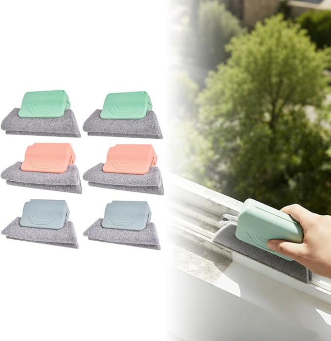 Magic Window Track Cleaner, Handheld Cleaning Brush Set for Window Slides Grooves, Tile Grout Lines, Shutter Slats, Car AC Vents & Narrow Gaps (6pcs)