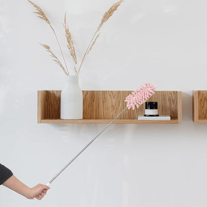 Extendable Dusting Wand with Extendable Pole and Bendable Head, 27-76cm/10.6-30'' Washable Furniture Duster Retractable Duster with Handle for Home Cleaning