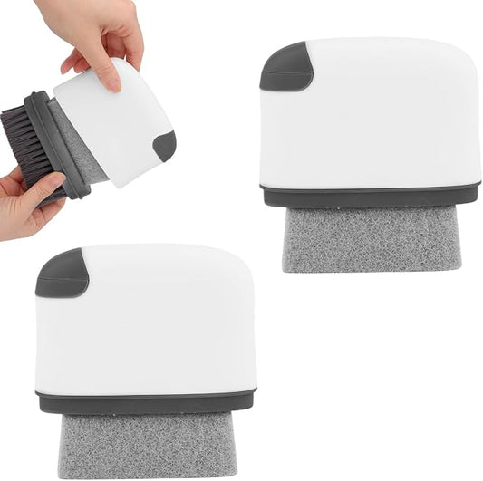 2pcs 2-in-1 Groove Cleaning Brush, 2025 Upgraded Crack Cleaner Tool Handheld Grout Brush for Window Tracks Sliding Doors Sills Tile Lines (Dark Gray)