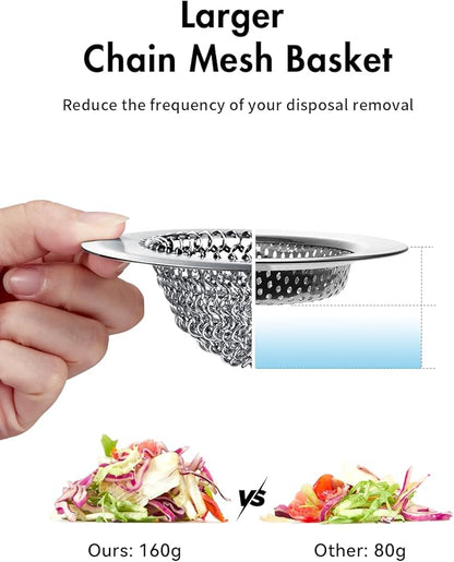 Wokdada Sink Drain Strainer, Reversible Easy Clean Mesh Sink Strainer with 304 Stainless Steel,Revolutionary Anti-Rust Large Kitchen Sink Strainer Food Catcher for Garbage Disposal Without Clogging