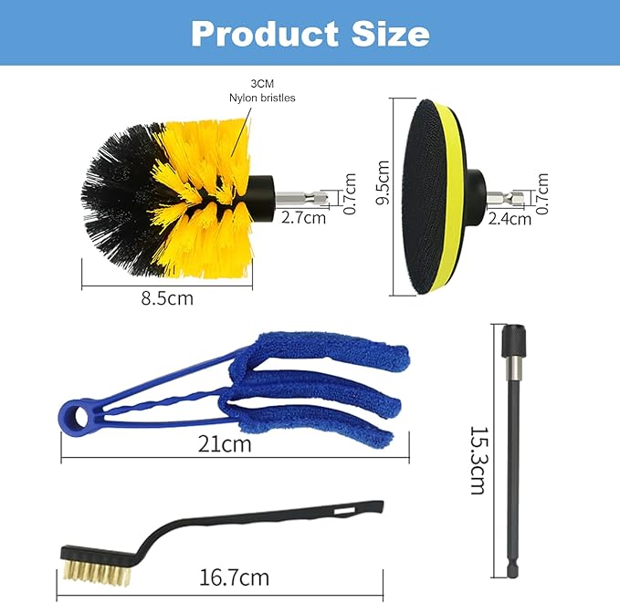 21PCS Car Detailing Brush Set, Car Detailing kit, Auto Detailing Drill Brush Set, Car Detailing Brushes, Car Wash Kit for Vehicles, Car Cleaning Tools Kit for Interior,Exterior, Wheels, Dashboard