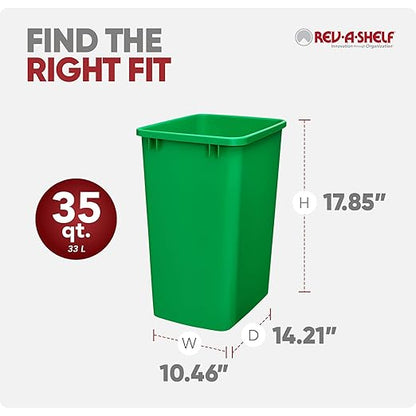 Rev-A-Shelf 35 qt Polymer Replacement Waste Container for Rev-A-Shelf Pullouts, Kitchen Cabinet Trash Can Recycle Bin, RV-35-19-2, Green (2-Pack)