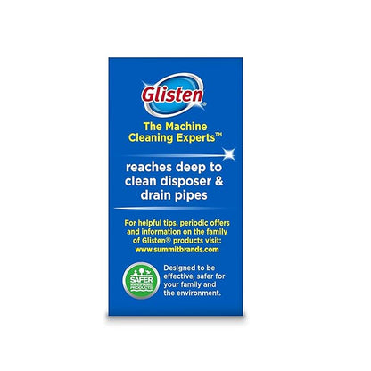 Glisten Garbage Disposal Cleaner and Odor Eliminator with Foaming Action, Removes Buildup and Cleans, Lemon Scent, 4 Uses
