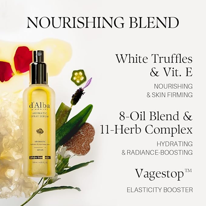 d'alba Piedmont White Truffle Vegan Gift Set, 2 bottles First Aromatic Spray Serum, Deep Hydration & Antioxidant Care, Vegan Facial Mist