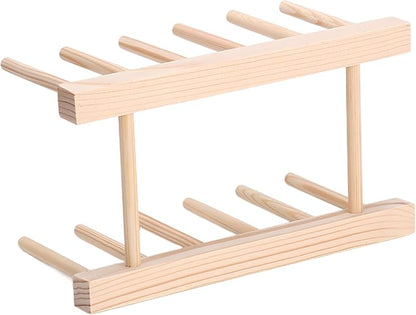 Wooden Dish Rack with 5 Compartments - Drying Drainboard Storage Holder for Plates, Bowls, Cups & Pot Lids, Kitchen Cabinet Organizer (Wood Color)